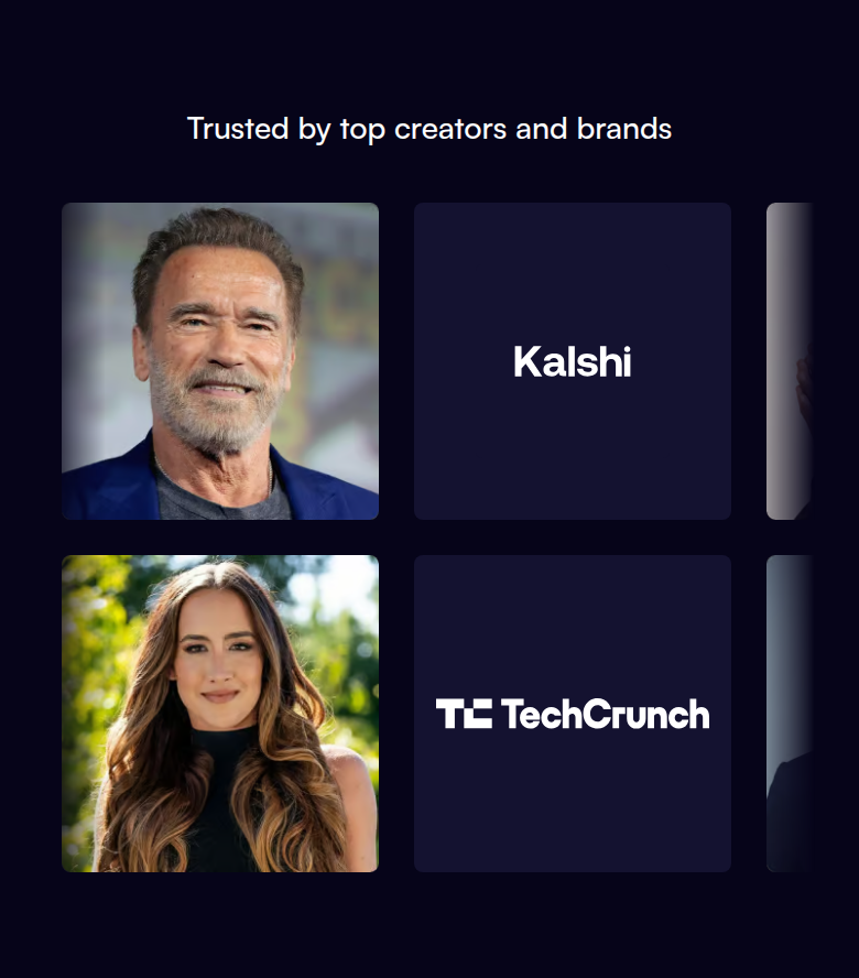 Trusted by Top Creators and Brands section from beehiiv, on a phone