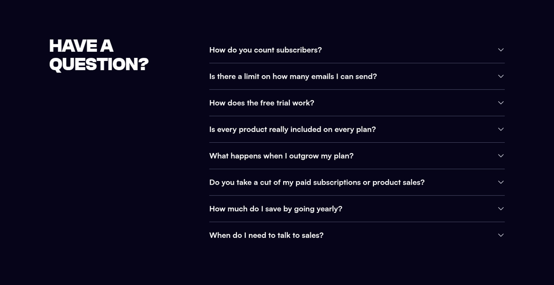 Have a Question? section from beehiiv