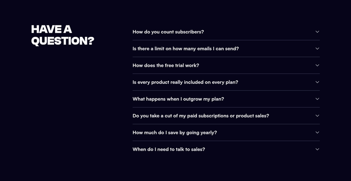 Have a Question? section from beehiiv