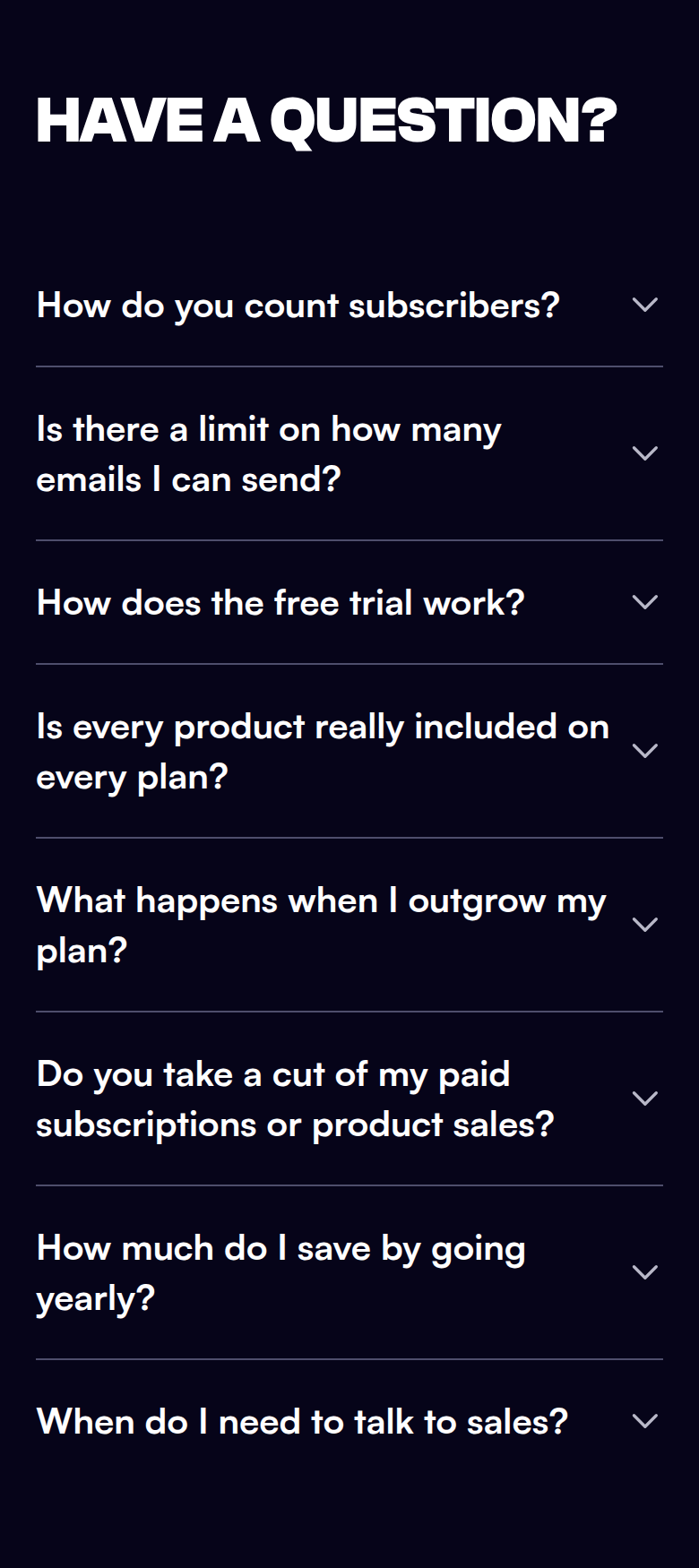 Have a Question? section from beehiiv, on a phone