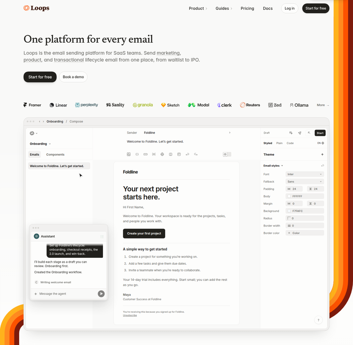 One Platform for Every Email section from Loops