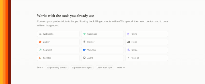 Works With the Tools You Already Use section from Loops