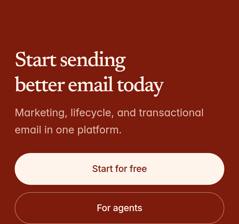 Start Sending Better Email Today section from Loops, on a phone