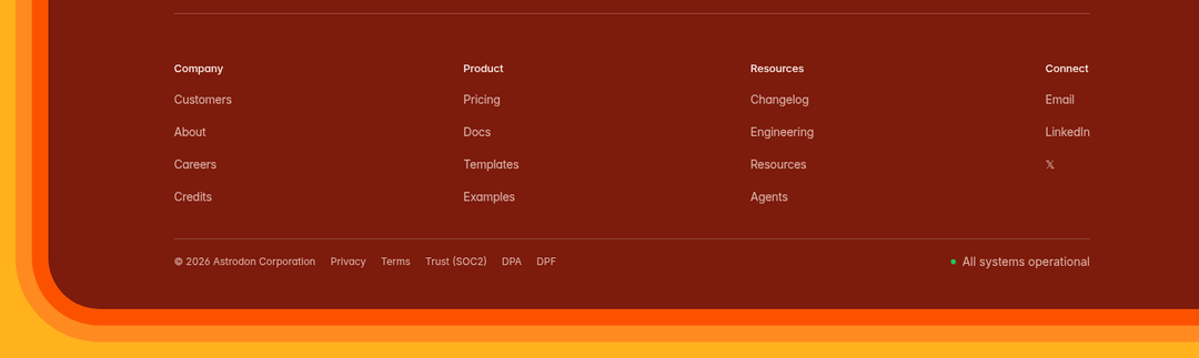 Footer section from Loops