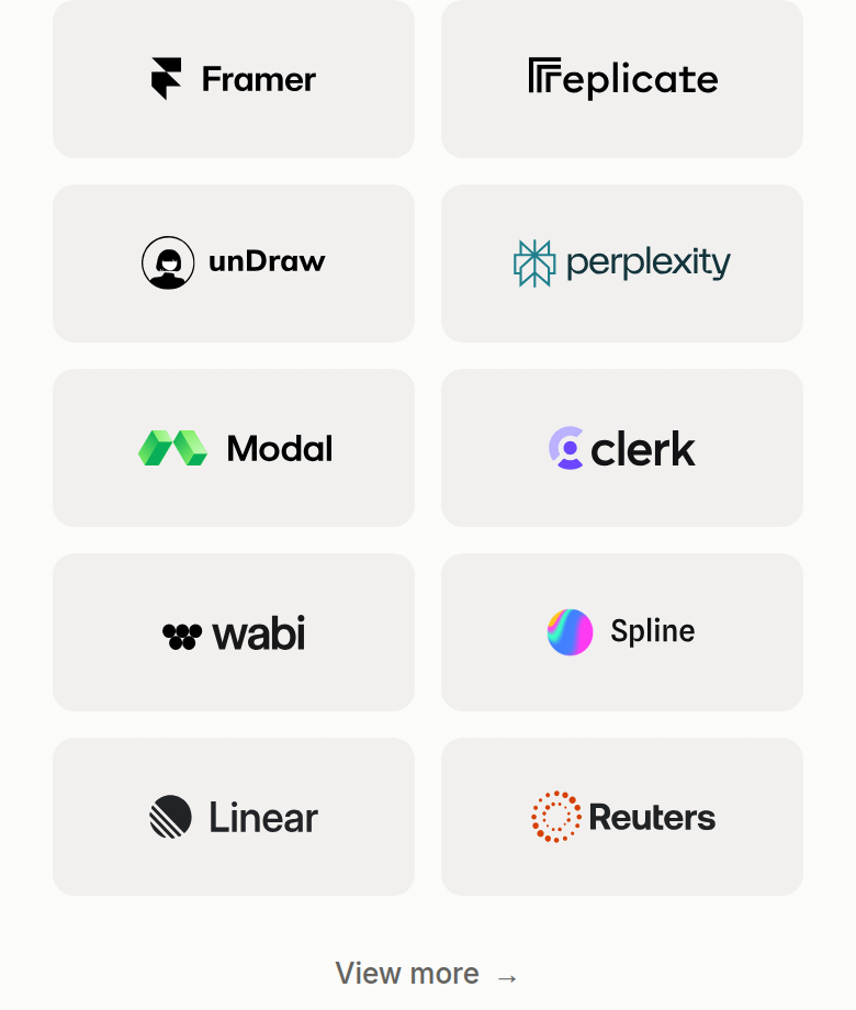 Customer Logos section from Loops, on a phone