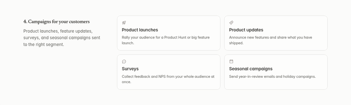 Campaigns for Your Customers section from Loops