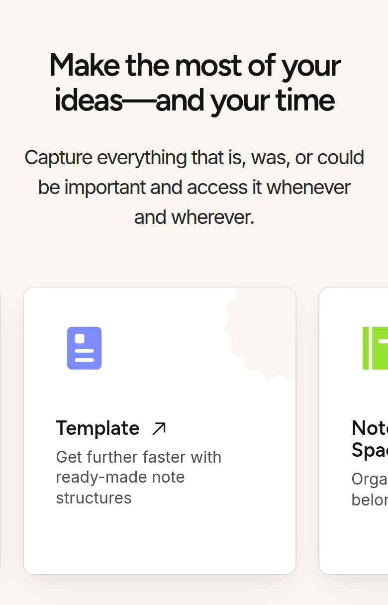 Make the Most of Your Ideas and Your Time section from Evernote, on a phone