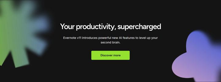 Your Productivity, Supercharged section from Evernote