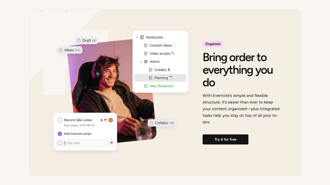 Bring Order to Everything You Do section from Evernote