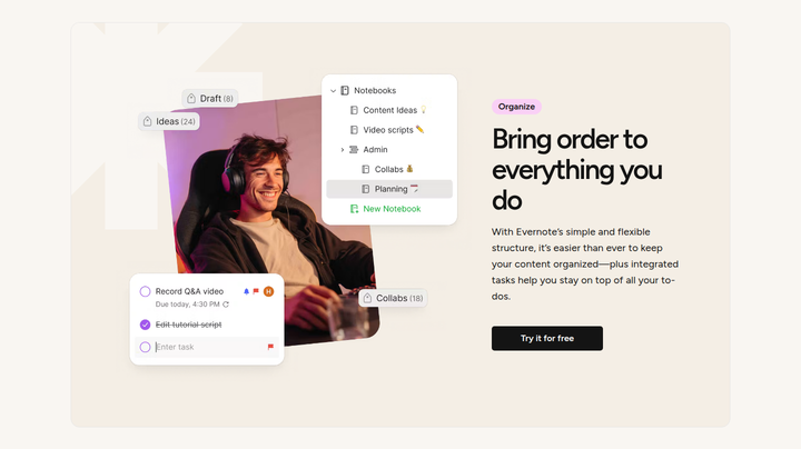 Bring Order to Everything You Do section from Evernote