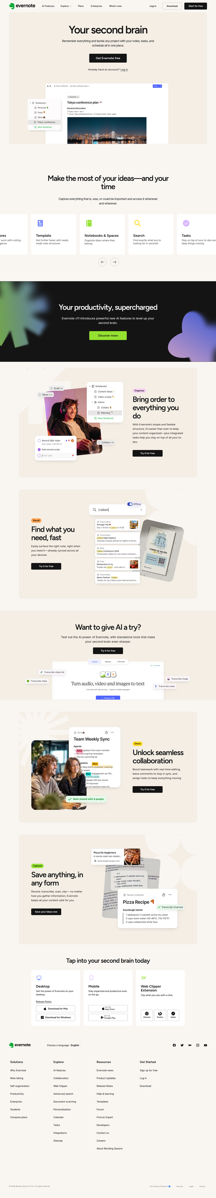 Home page from Evernote