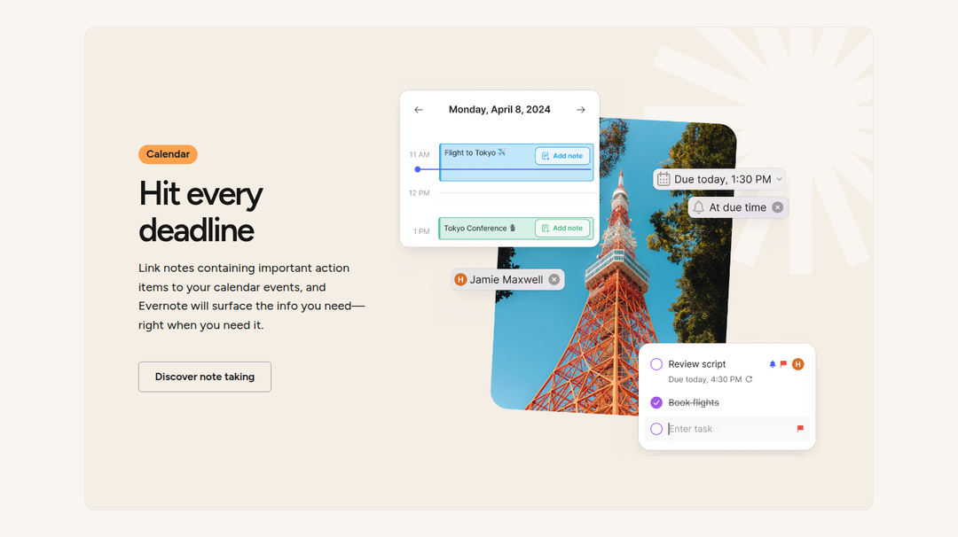 Hit Every Deadline section from Evernote