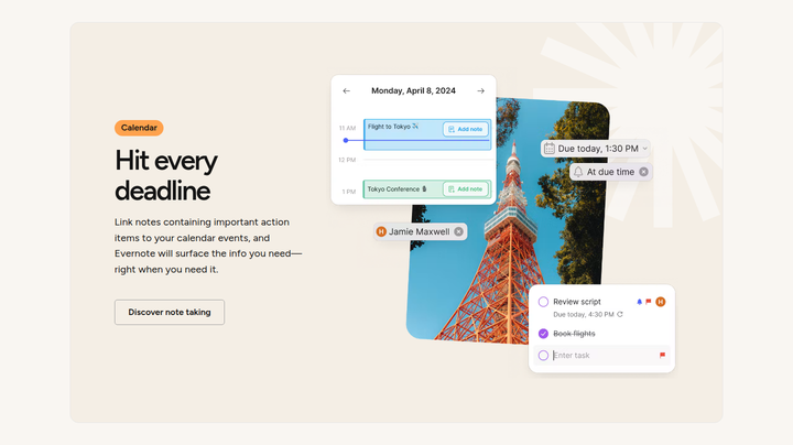 Hit Every Deadline section from Evernote