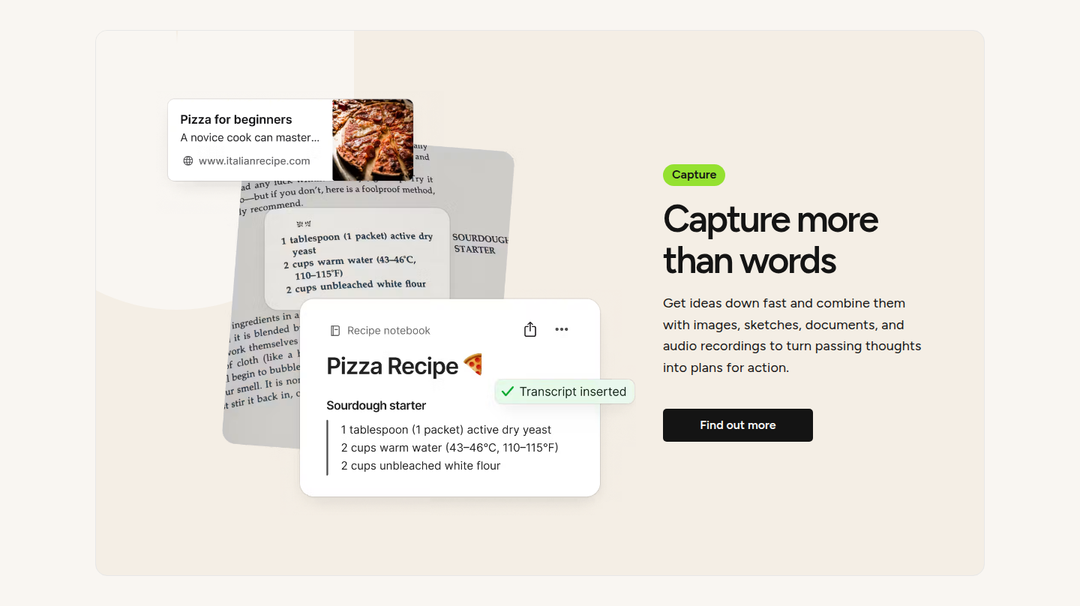 Capture More Than Words section from Evernote