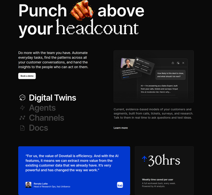 Punch Above Your Headcount section from Dovetail