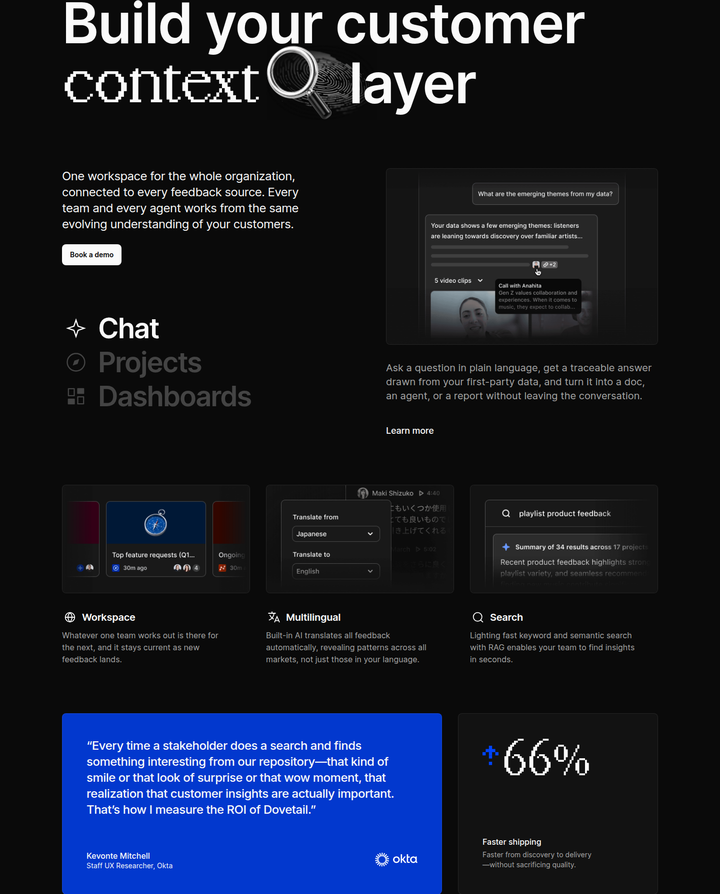 Build Your Customer Context Layer section from Dovetail