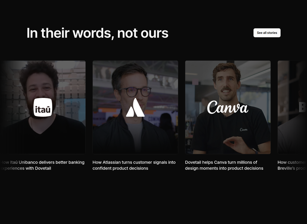 In Their Words, Not Ours section from Dovetail