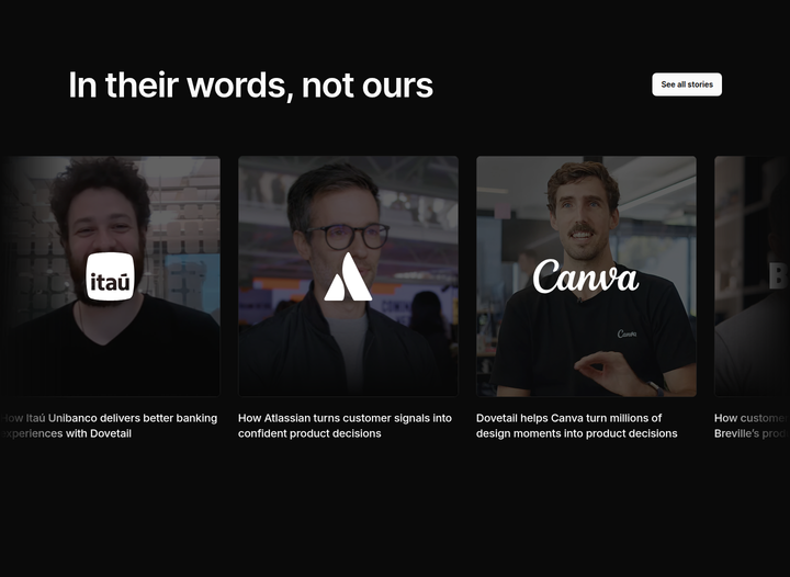 In Their Words, Not Ours section from Dovetail