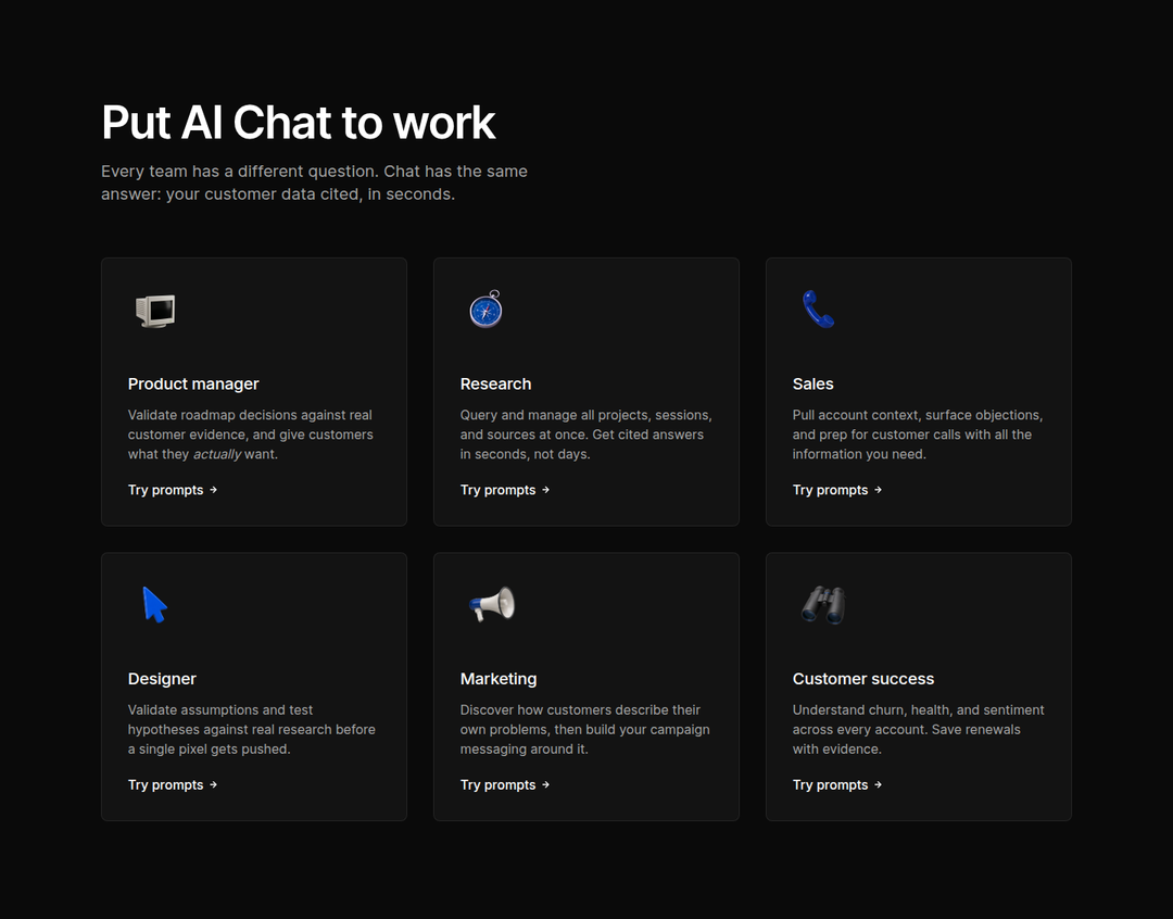 Put AI Chat to Work section from Dovetail