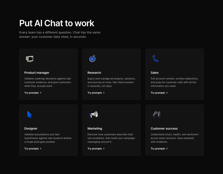 Put AI Chat to Work section from Dovetail