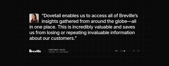 Customer Quote section from Dovetail