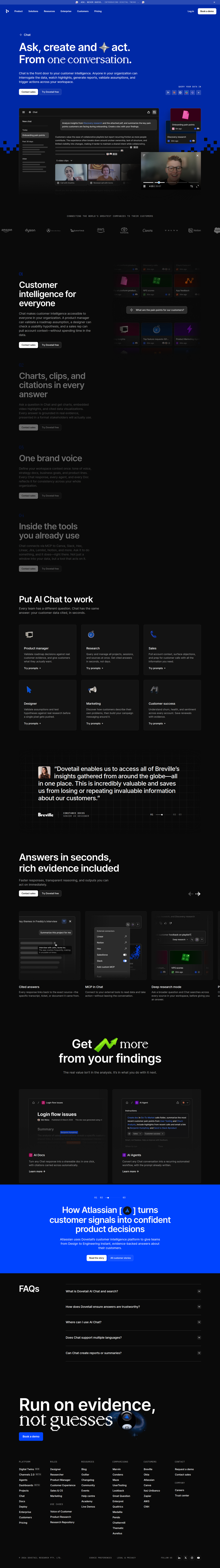 AI Chat page of Dovetail