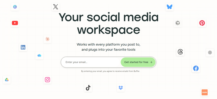 Your Social Media Workspace section from Buffer