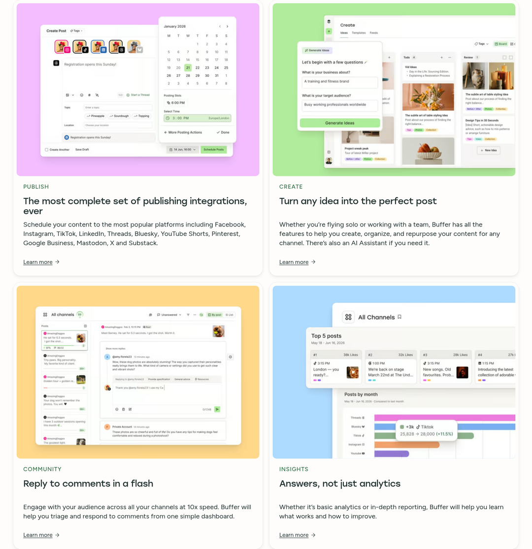 Feature Cards section from Buffer