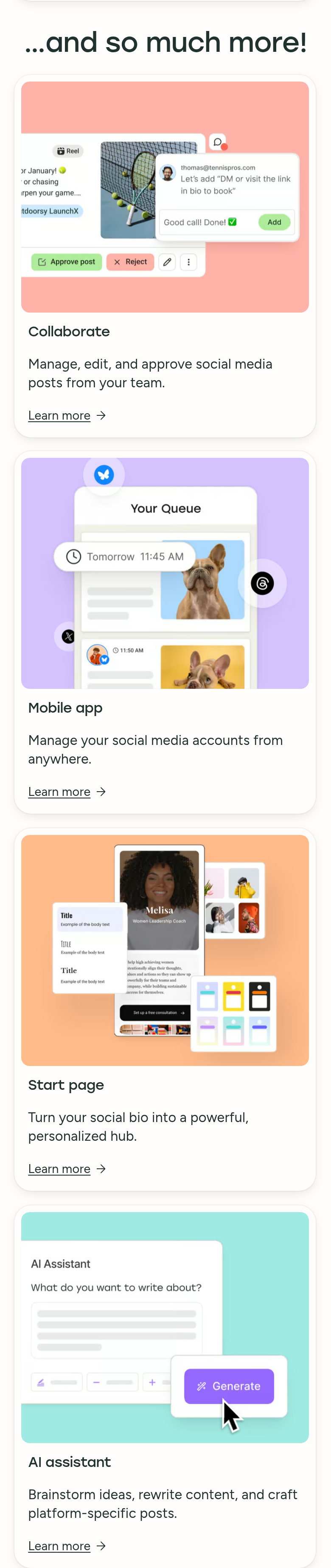 And So Much More section from Buffer, on a phone