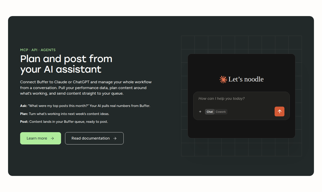 Plan and Post from Your AI Assistant section from Buffer