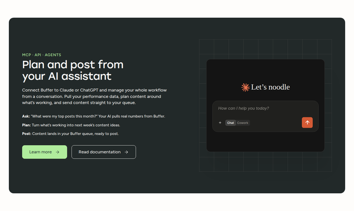Plan and Post from Your AI Assistant section from Buffer