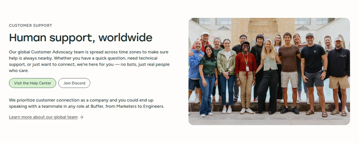 Human Support, Worldwide section from Buffer