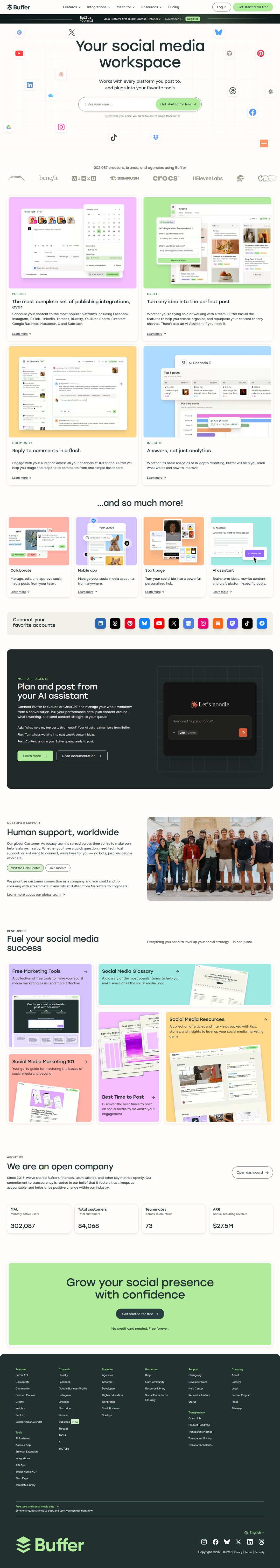 Home page of Buffer