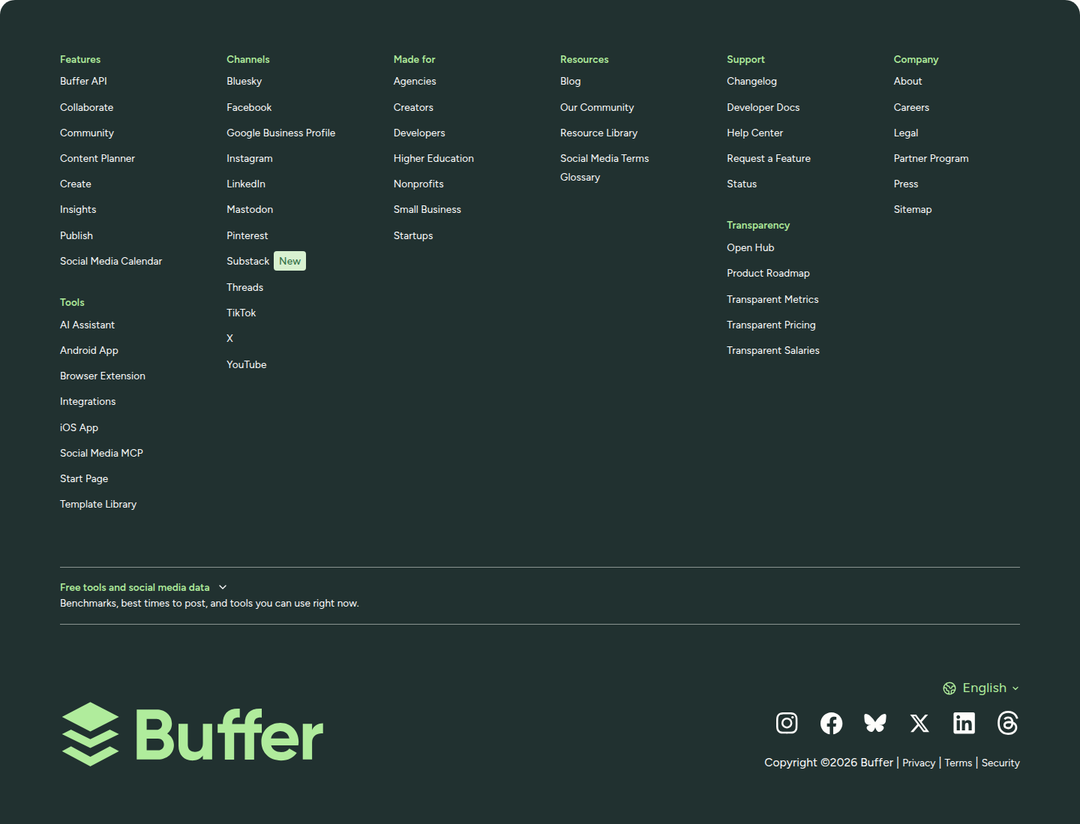 Footer section from Buffer