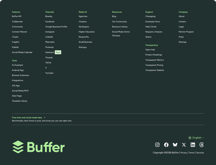 Footer section from Buffer