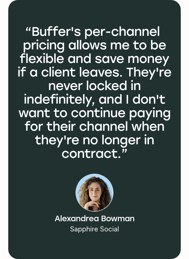 What People Are Saying section from Buffer, on a phone