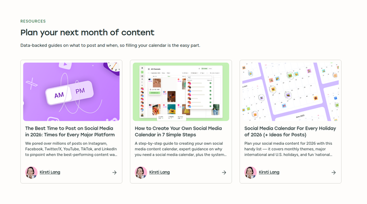 Plan Your Next Month of Content section from Buffer