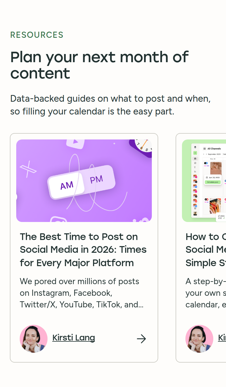 Plan Your Next Month of Content section from Buffer, on a phone