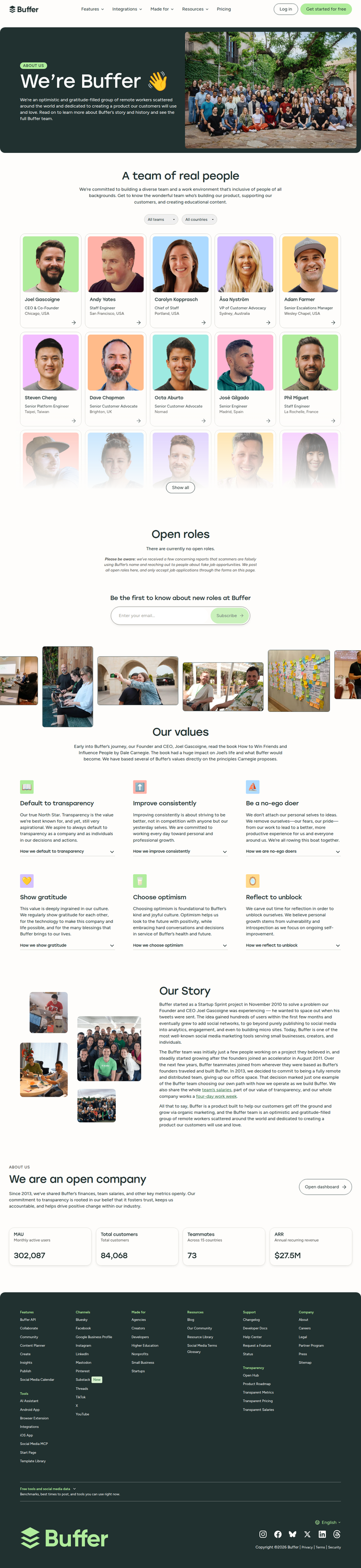 About page from Buffer