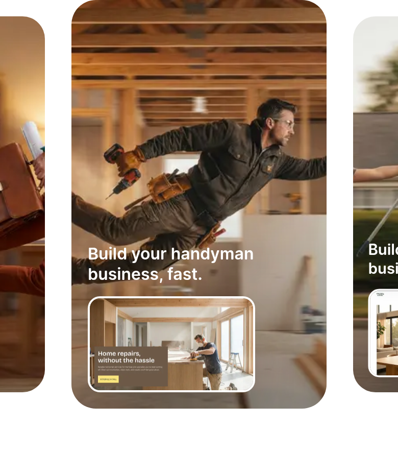 Business Photo Carousel section from Durable, on a phone