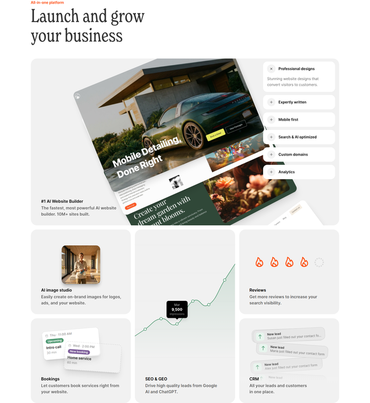 Launch and Grow Your Business section from Durable