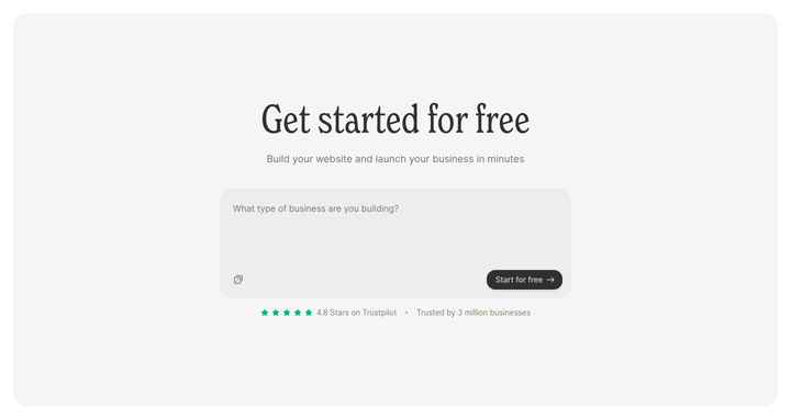 Get Started for Free section from Durable