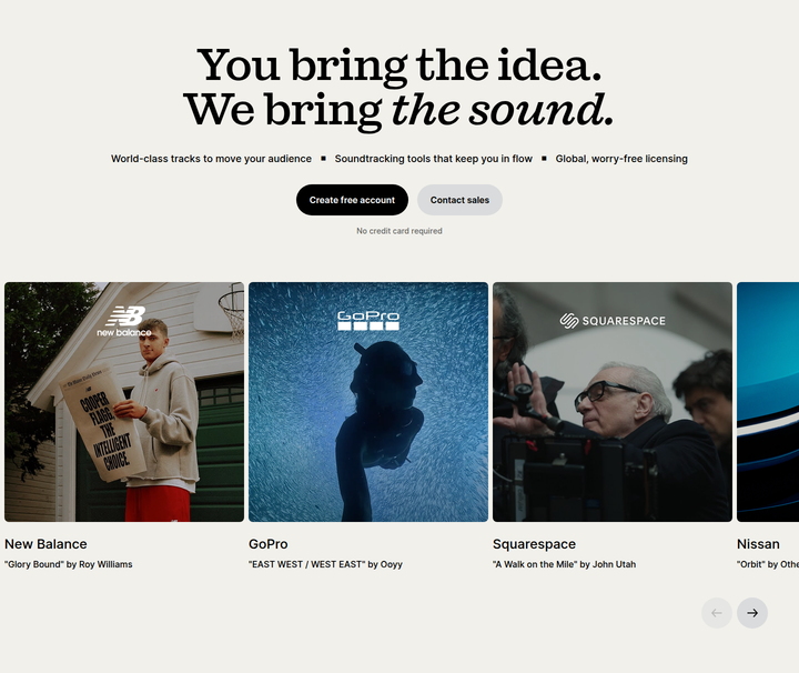 You Bring the Idea, We Bring the Sound section from Epidemic Sound