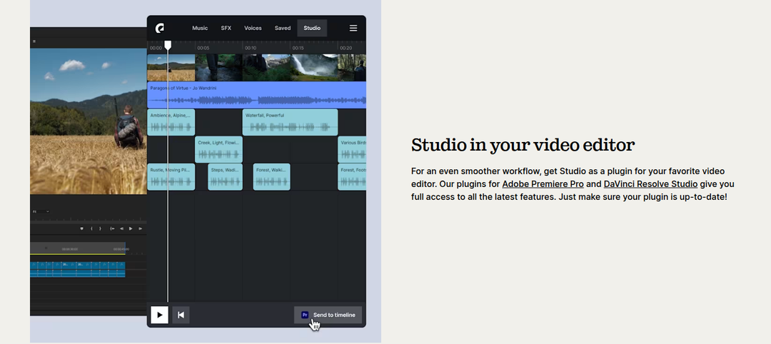 Studio in Your Video Editor section from Epidemic Sound