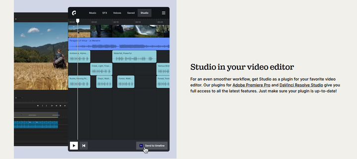 Studio in Your Video Editor section from Epidemic Sound