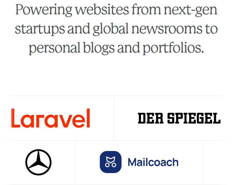 Customer Logos section from Statamic, on a phone