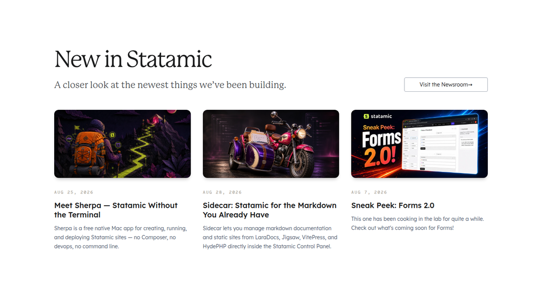 New in Statamic section from Statamic