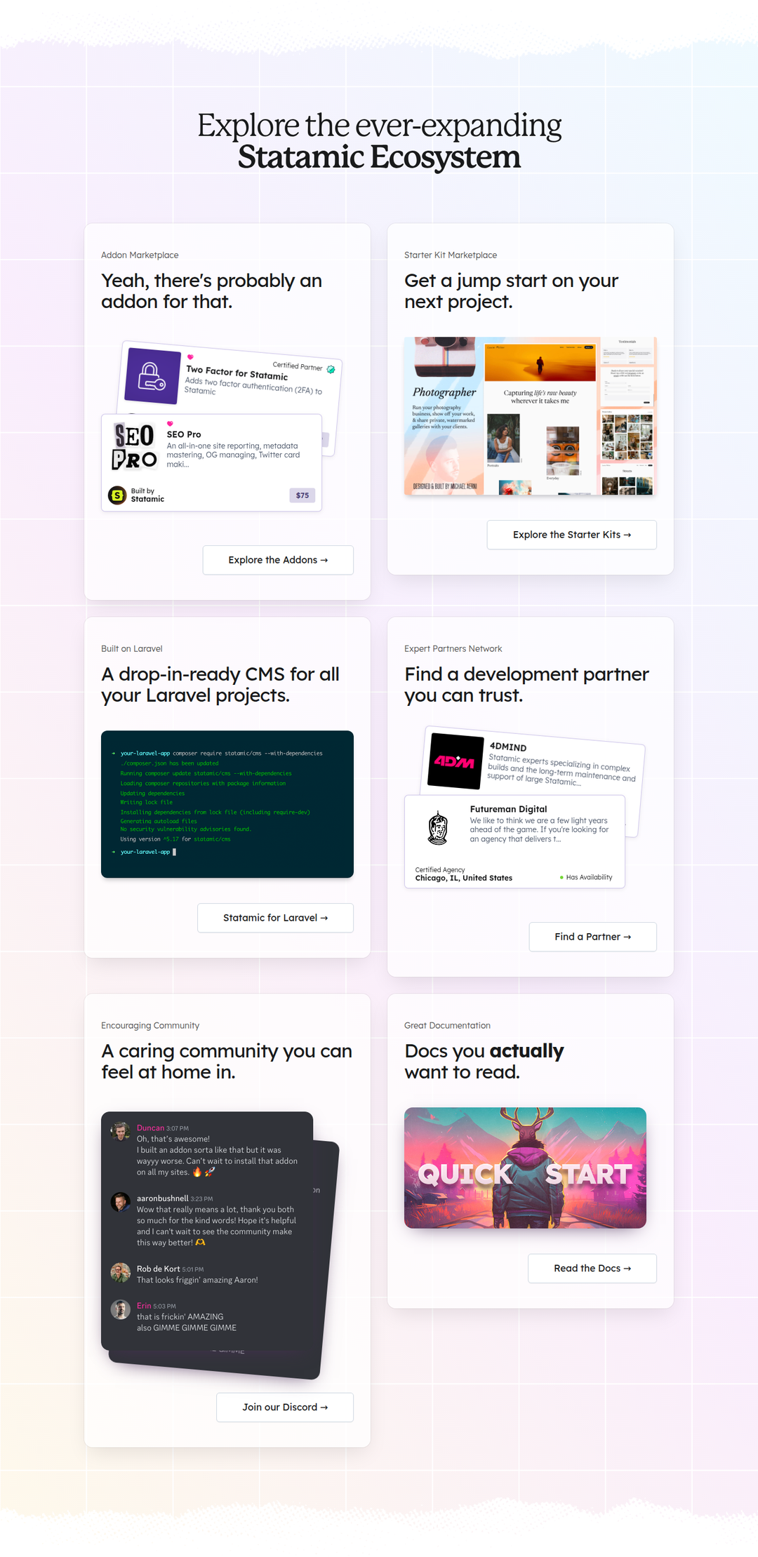 Explore the Ever-Expanding Statamic Ecosystem section from Statamic