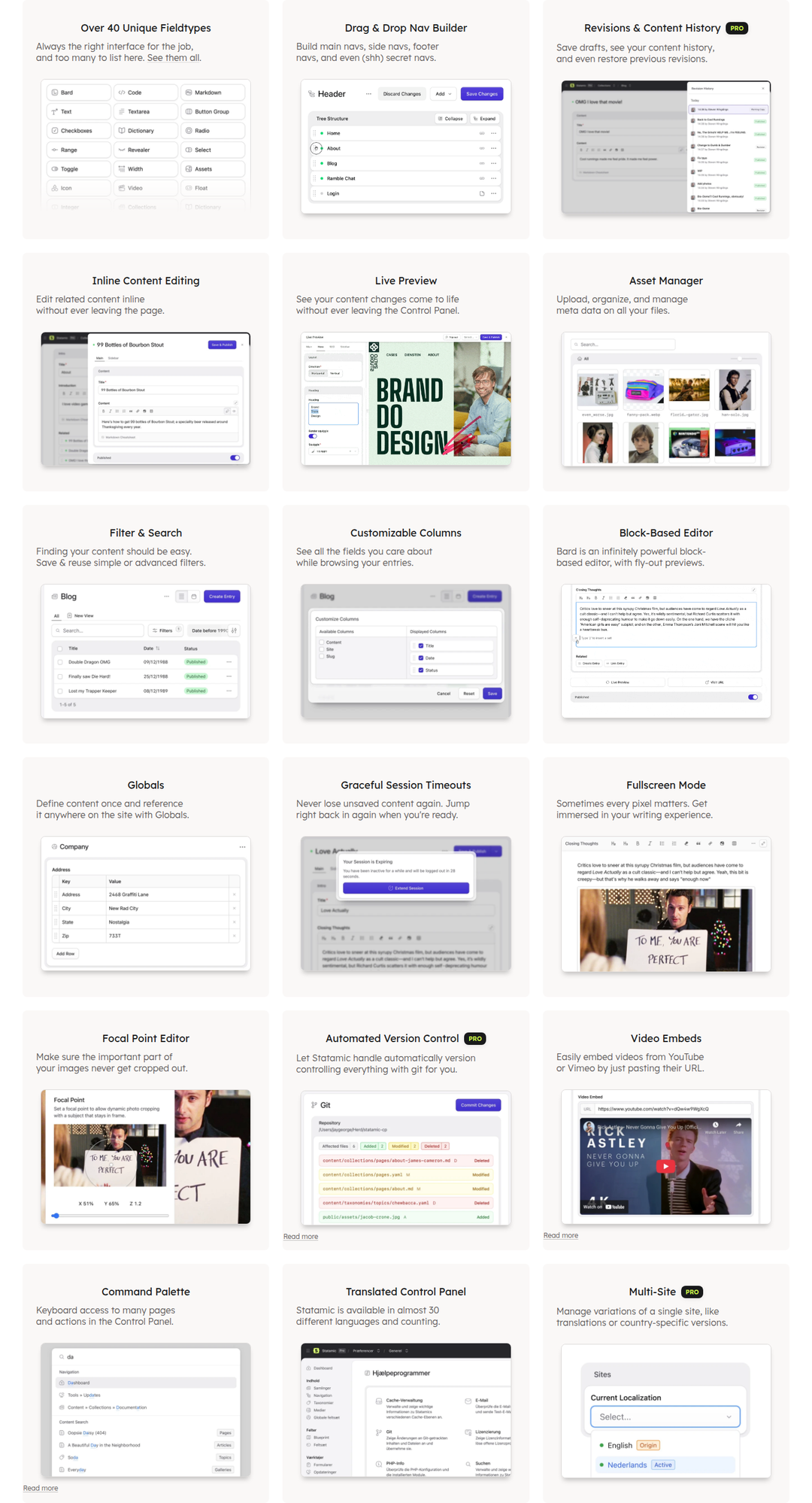 Content Authoring section from Statamic