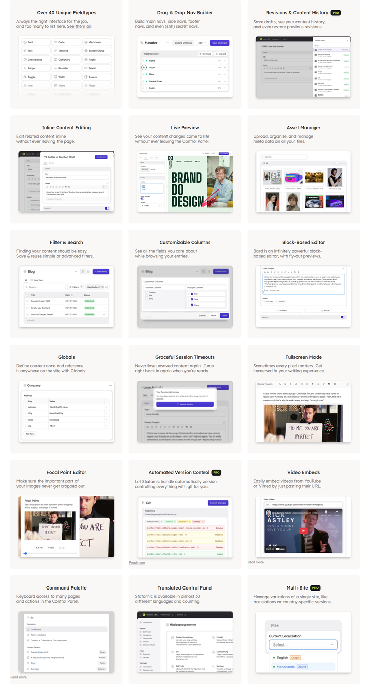 Content Authoring section from Statamic
